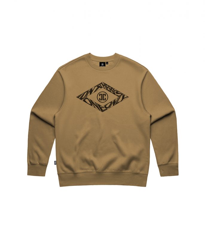 Alosange Crew camel organic cotton crewneck IDNT front