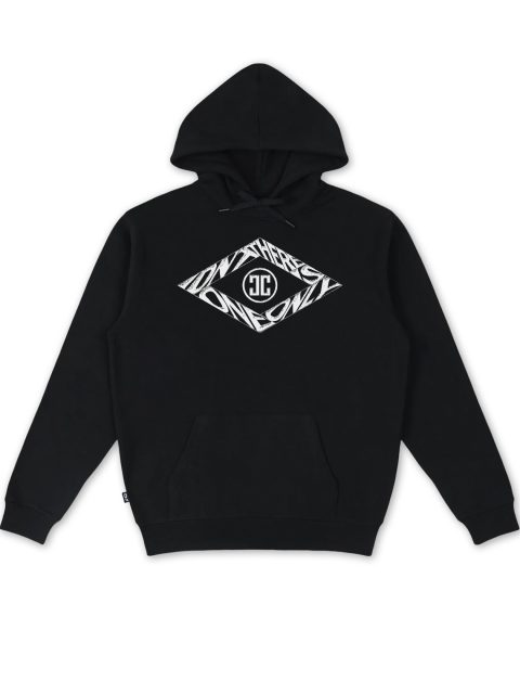 Alosange hoodie black organic cotton IDNT front
