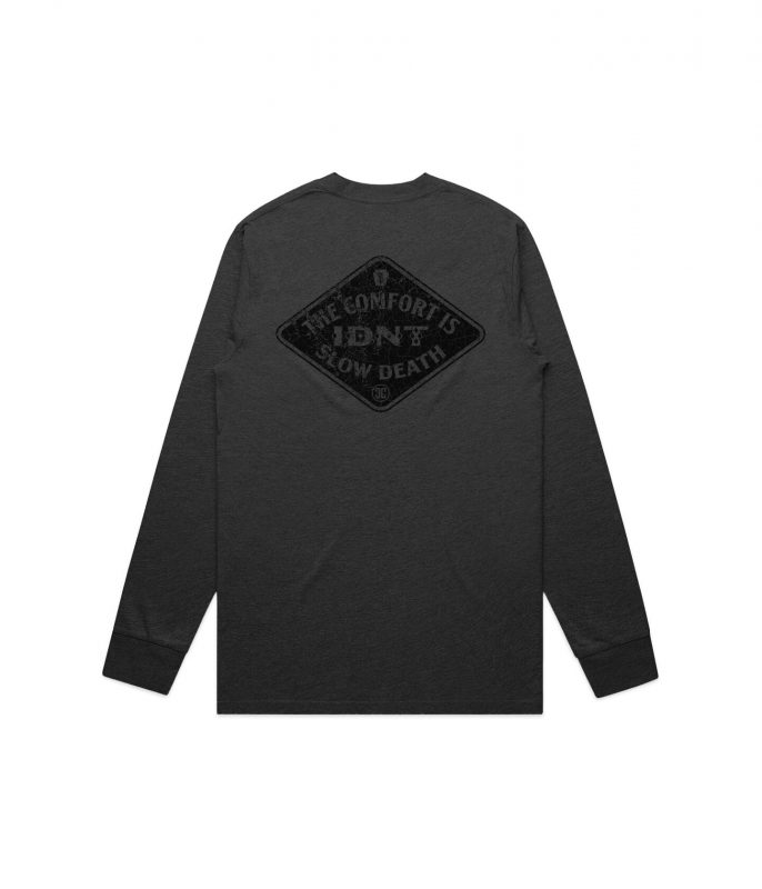 IDNT® Alosange LS black marle – organic cotton long sleeve tee Barcelona