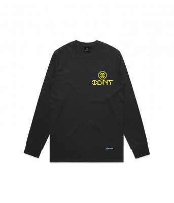 Pacman long sleeve black organic cotton IDNT front