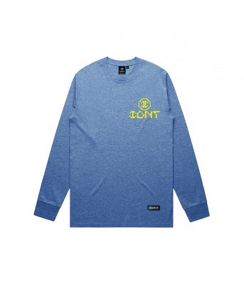 Pacman long sleeve blue marle organic cotton IDNT front