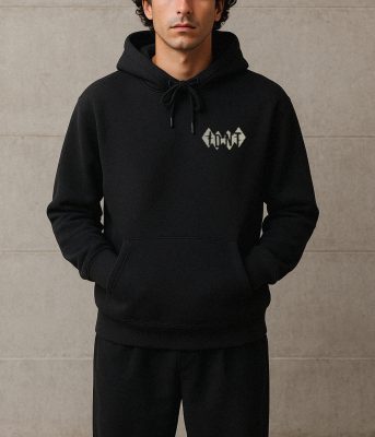Skull hoodie black organic cotton IDNT detail 2