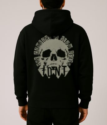 Skull hoodie black organic cotton IDNT back detail