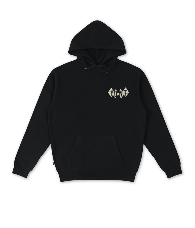 Skull hoodie black organic cotton IDNT front