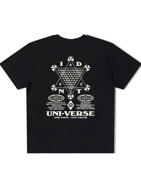 Uni-verse t-shirt black organic cotton IDNT back