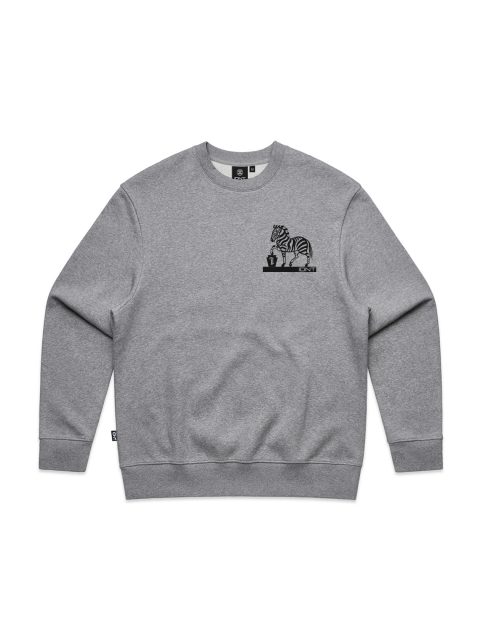 Zebra crew gray marle organic cotton IDNT front