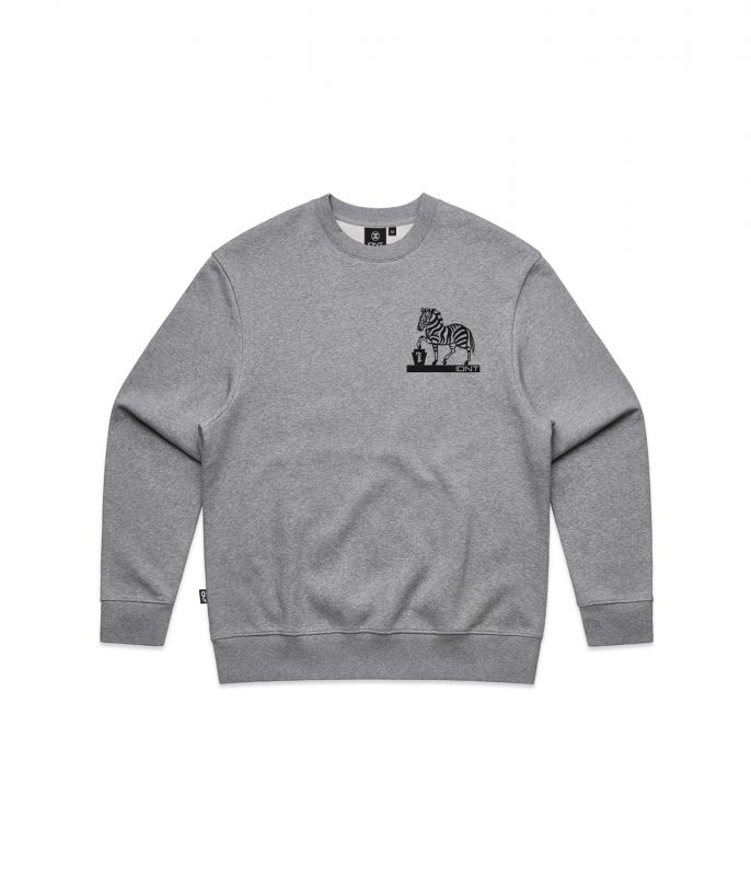 Zebra crew gray marle organic cotton IDNT front