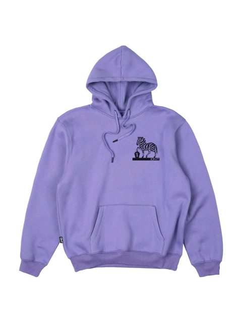 Key Zebra hoodie purple organic cotton IDNT front